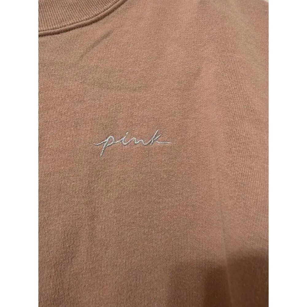 PINK Victoria’s Secret Brown Crewneck Sweatshirt Love Pink Graphic Cozy - Picture 5 of 7
